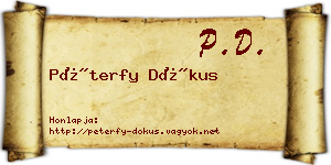 Péterfy Dókus névjegykártya
